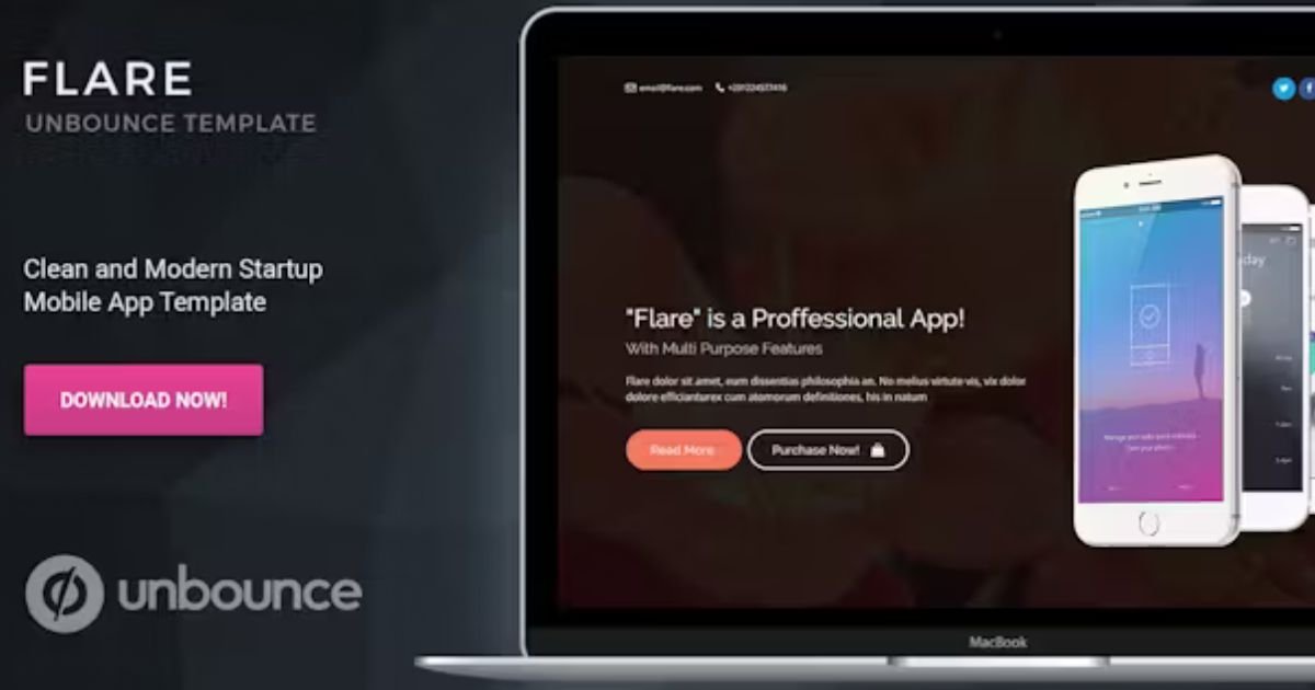 Flare Unbounce Startup Landing Page